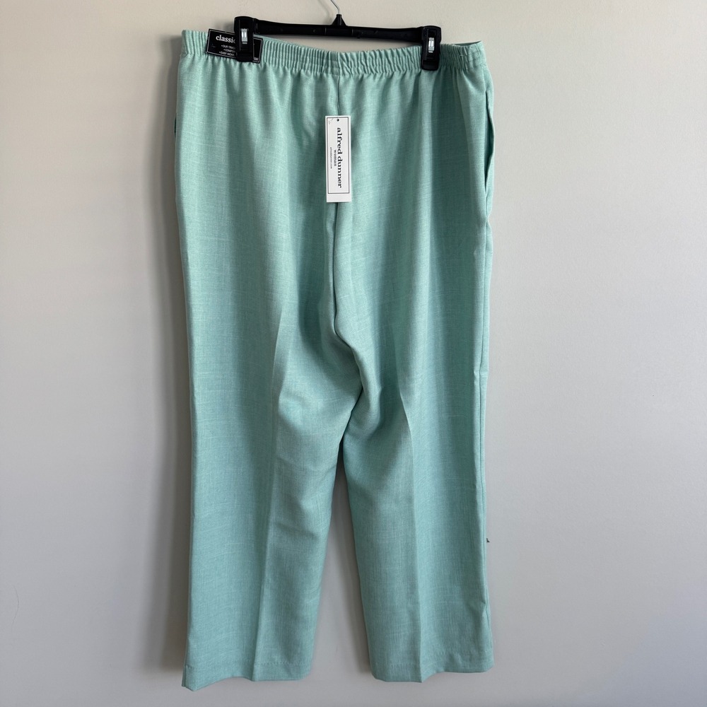 Alfred Dunner Seafoam Green Classic Fit Pants Womens 18W Elastic Waist Textured - Picture 4 of 7